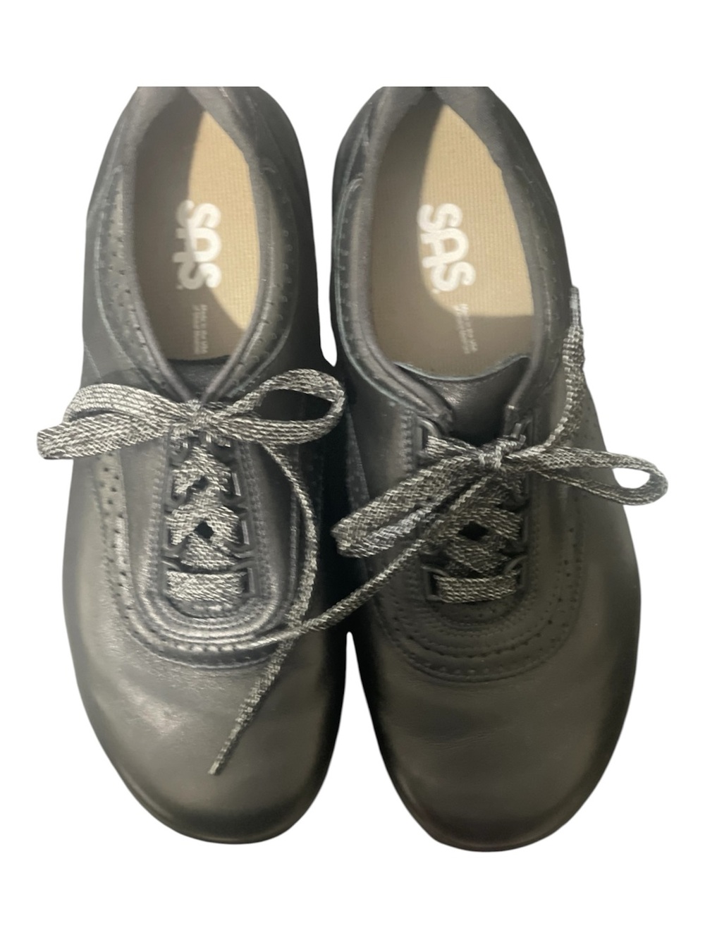 SAS Black Leather Lace-Up Comfort Shoe